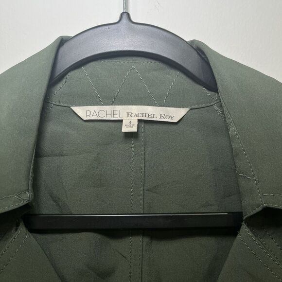 Rachel Roy Green Tie Back Collared Wrap Dress Size 4 - Picture 3 of 6